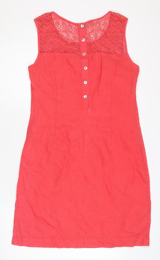 Monsoon Women's Red Linen Sleeveless Button Dress
