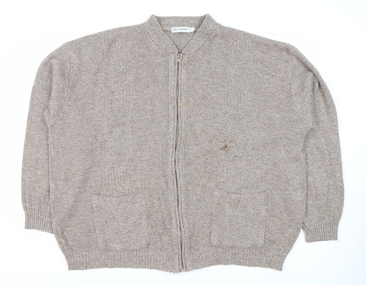 Mens UK Size 3XL Bellisimo Beige Full Zip Jumper
