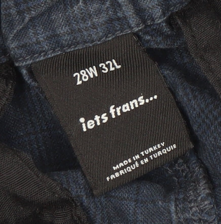 iets frans Men's Blue Check Jogger Trousers, 28W 32L