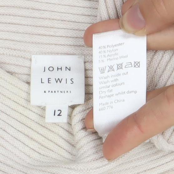 Womens UK Size 12 John Lewis Ivory Pullover Jumper