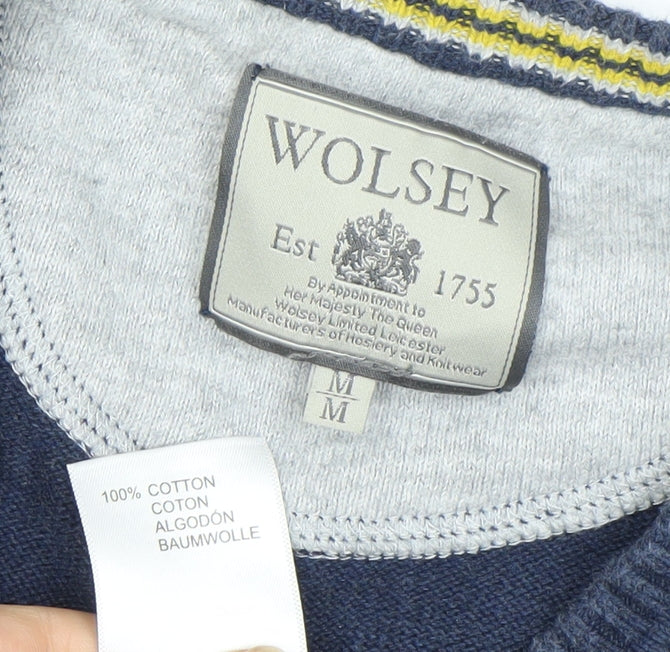 Wolsey Men's Blue Vest M Cotton Sleeveless Jumper
