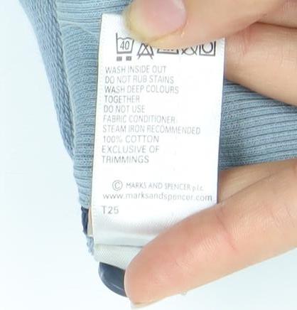 Marks and Spencer Men's Blue XL Long Sleeve Polo