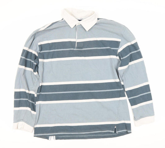 Springfield Men's Multicoloured Striped Cotton Polo, M
