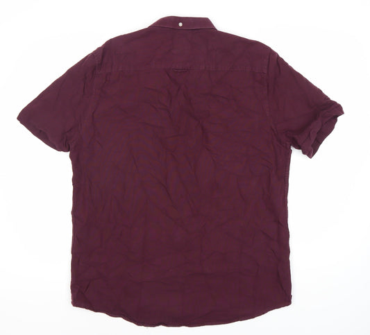 River Island Men's Purple Short Sleeve Shirt L