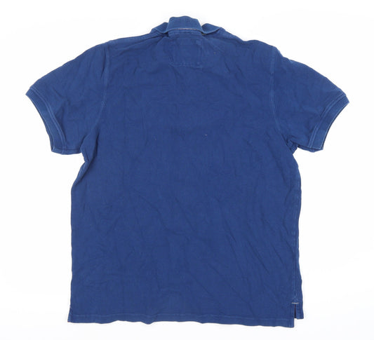 Galt Sand Men's Blue Polo Shirt M Solid Cotton