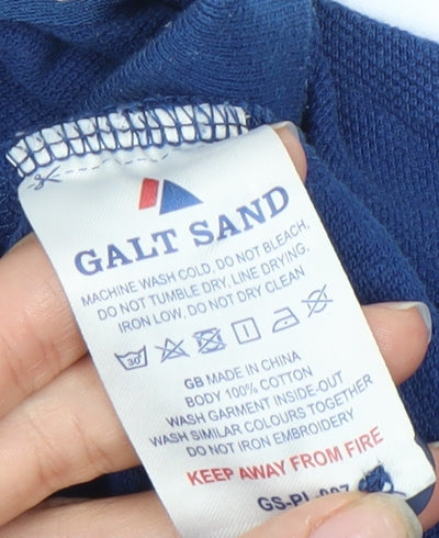 Galt Sand Men's Blue Polo Shirt M Solid Cotton