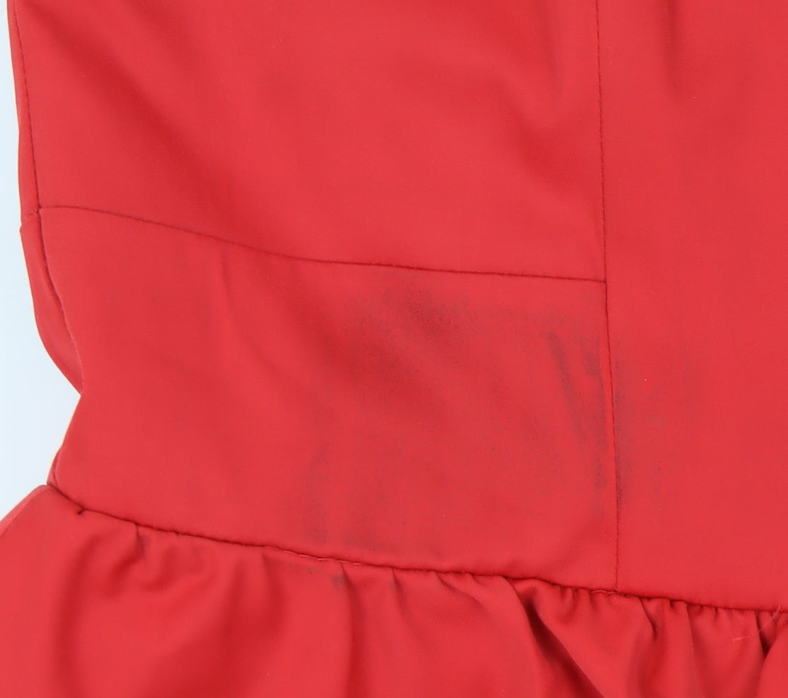 Oasis Women's Red Peplum Cocktail Dress Size 12