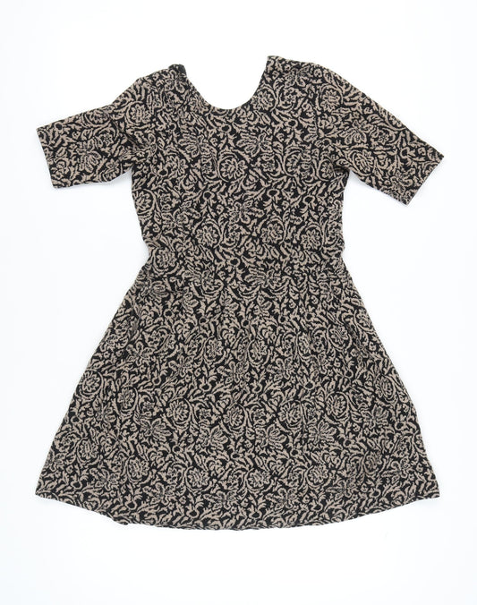 Additional front view of Cooperative Women's Black Floral V-Neck Dress M