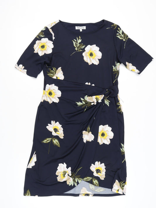 Additional front view of Debenhams Petite Navy Floral Midi Wrap Dress