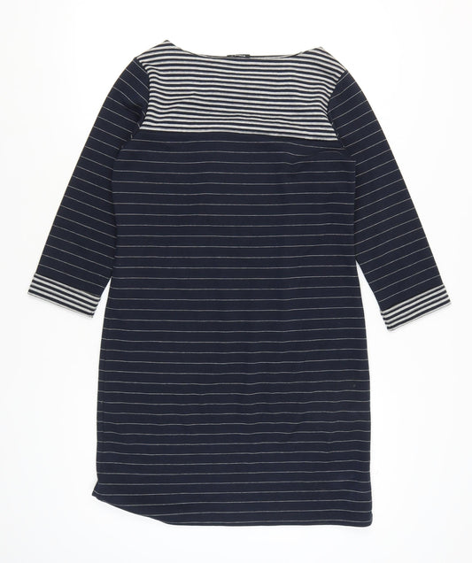 Roman Women's Navy Cotton Striped Shift Dress