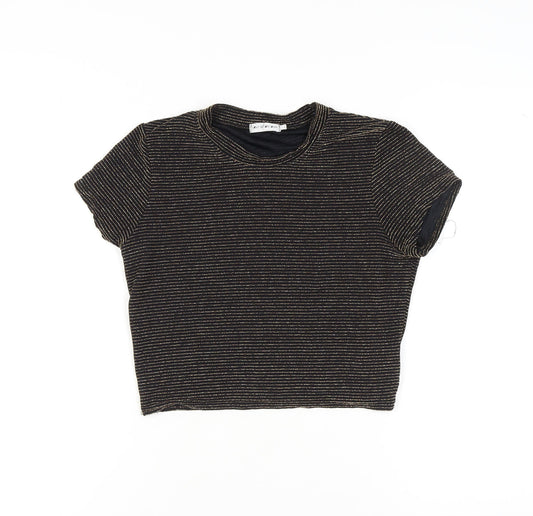 Womens UK Size L Light Before Dark Black Cropped T-Shirt