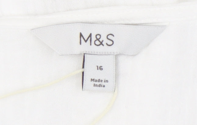 Womens UK Size 16 Marks and Spencer White Basic Blouse