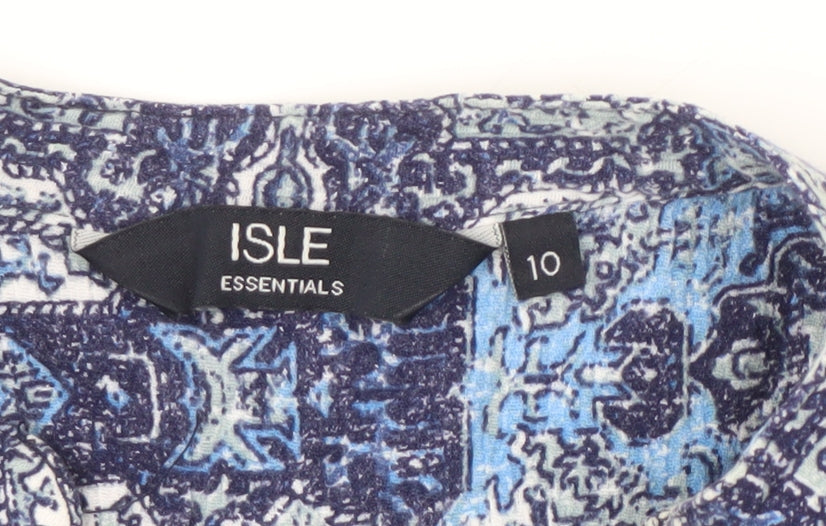 Womens UK Size 10 Isle Essentials Blue Basic Blouse