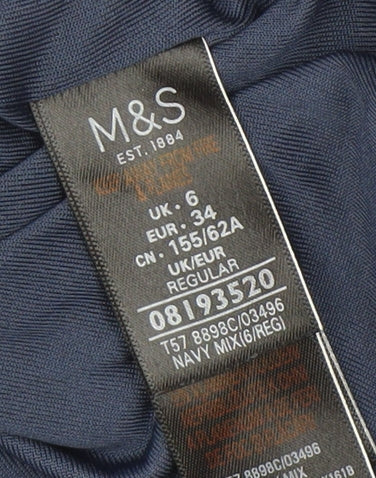 Marks and Spencer Women's Blue Pleated Floral Skirt - Size 6