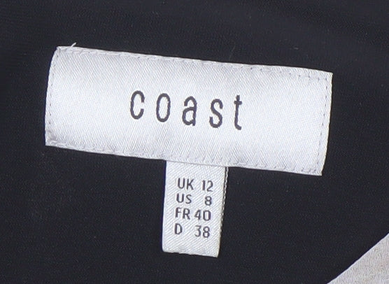 Coast Women's Black Floral Balloon Sleeve Blouse - Size 12