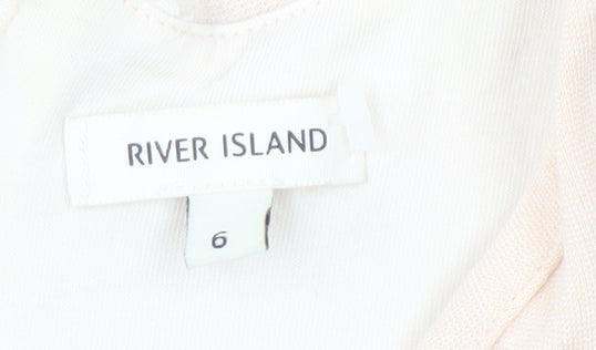 Womens UK Size 6 River Island Beige Cropped Blouse