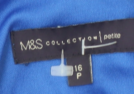 Marks and Spencer Blue Lace V-Neck Dress, Size 16P