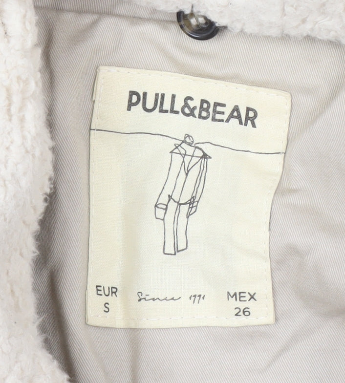 Pull&Bear Women's Beige Pea Coat Size S - Casual Winter Wear