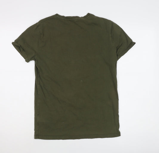 Superdry Men's Green Cotton T-Shirt, Size S, Crew Neck