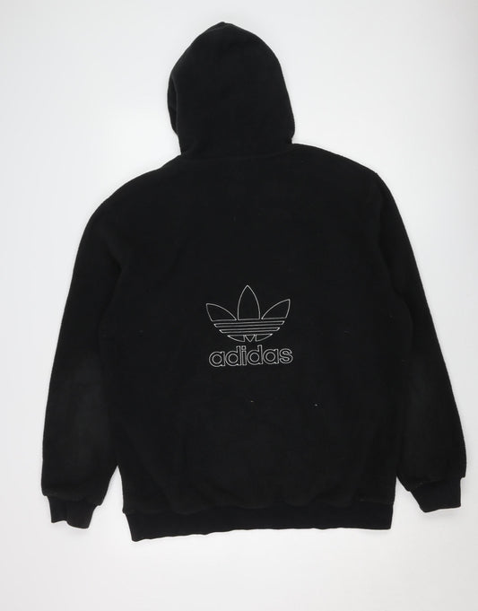 adidas Men's Black Hoodie L Pullover Fleece Logo