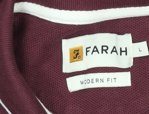 Farah Men's Red Cotton Polo - Size L