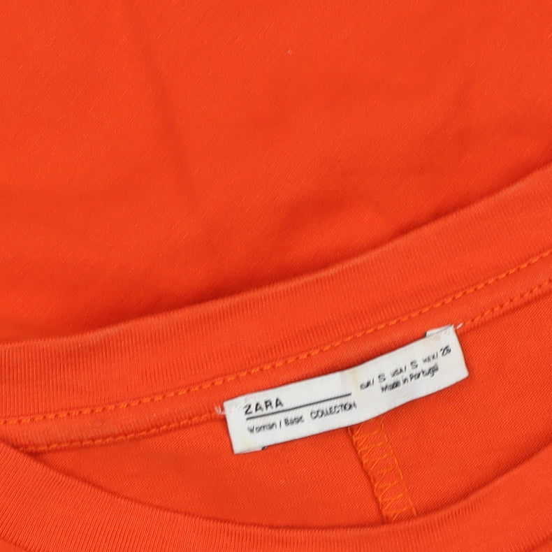 Womens UK Size S Zara Orange Basic T-Shirt