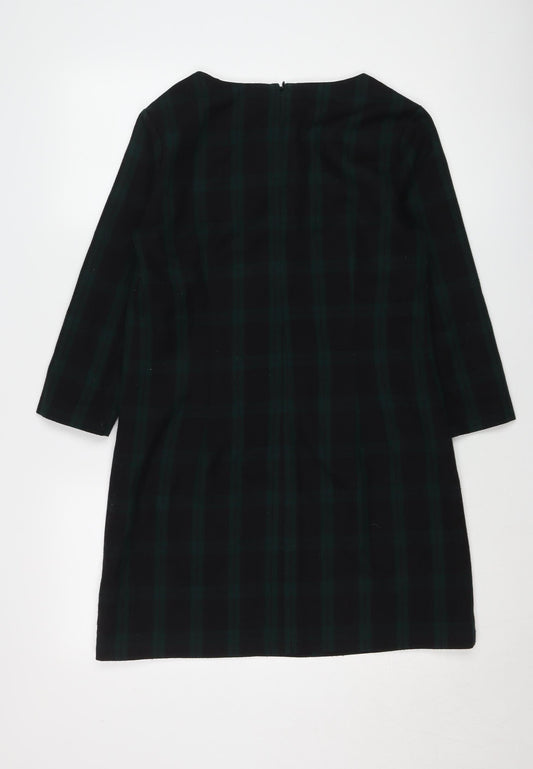 Gap Women's Black Green Check Shift Dress Size 10