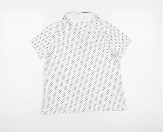 Lands' End Women's Polka Dot White Polo XS Petites