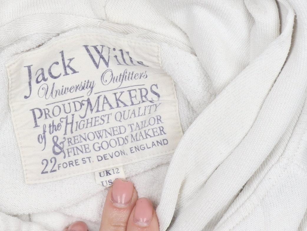 Womens UK Size 12 Jack Wills White Pullover Hoodie