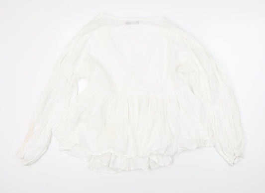 Boohoo Women's White Wrap Blouse UK 14