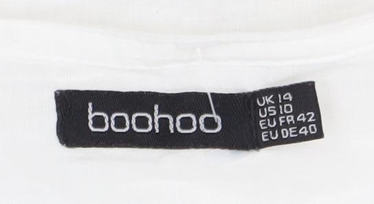Womens UK Size UK 14 Boohoo White Wrap Blouse