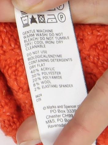 Womens UK Size XL Marks and Spencer Orange Pullover Jumper