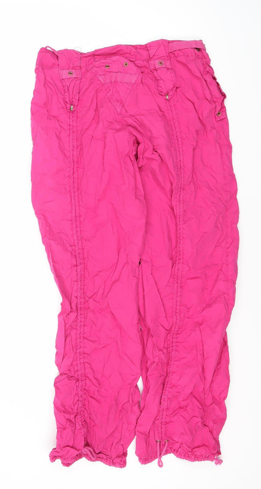 Moto Women's Pink Windbreaker Trousers Size 12, Relaxed Fit