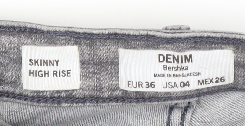 Bershka Women's Grey Skinny High Rise Jeans - Size 8
