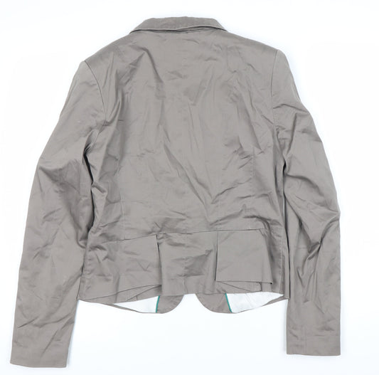 H&M Women's Grey Blazer, Single-Breasted Size 12