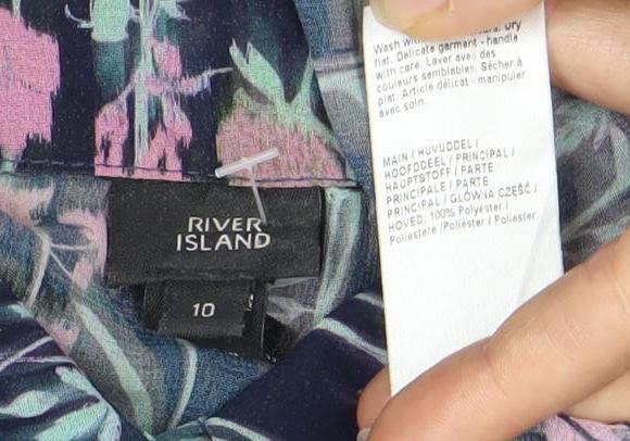 Womens UK Size 10 River Island Multicoloured Basic Blouse
