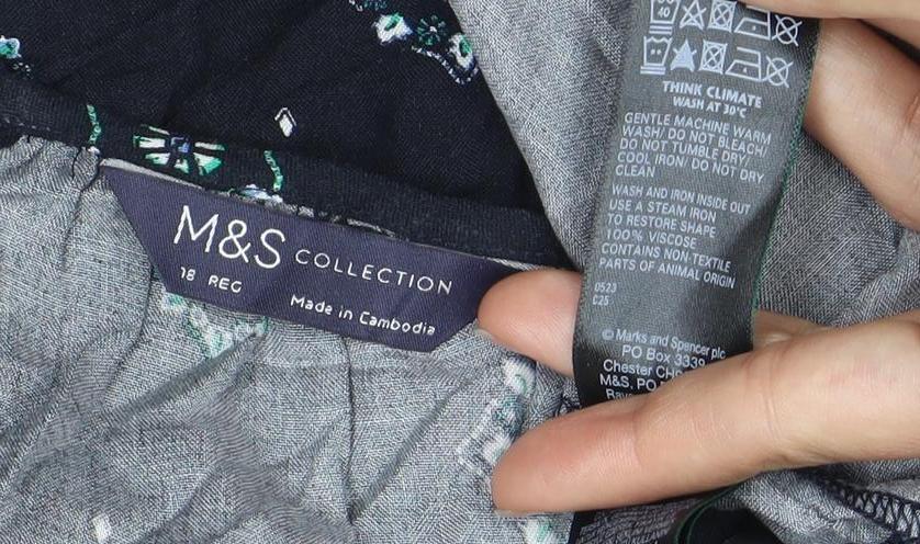 Womens UK Size 10 Marks and Spencer Blue Basic Blouse