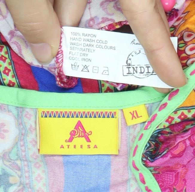 ATEESA Women's Multicoloured Rayon Sleeveless Top XL