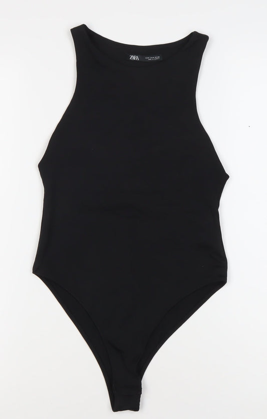 Womens UK Size XS Zara One-Piece Black Bodysuit