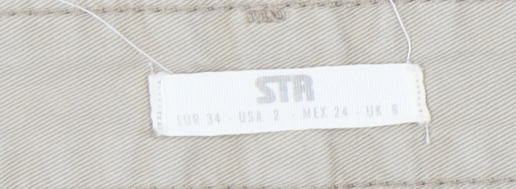 Womens UK Size 6 Stradivarius Regular Fit Casual Beige Trousers