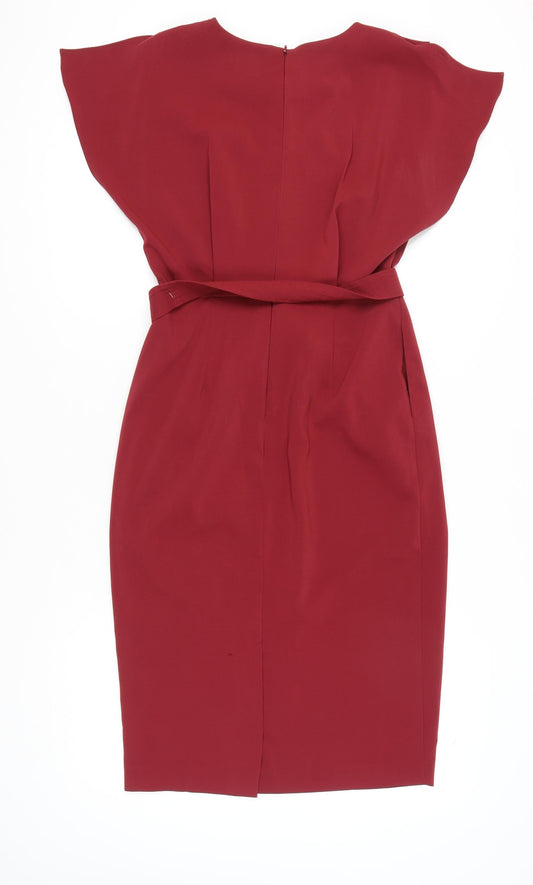 ASOS Women's Red Sheath Dress, Size 12, Belted