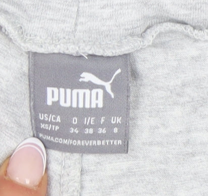 Close-up detail of Puma Women's Grey Leggings XS Elastic Waist Activewear