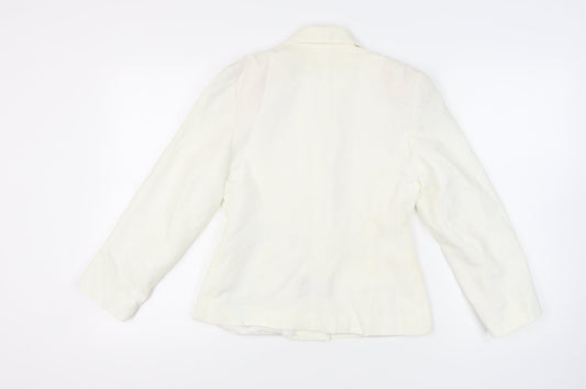 C&A Women Ivory Double-Breasted Suit Jacket Size 10 Petite