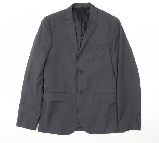 H&M Men's Grey Suit Jacket 38L Regular Fit
