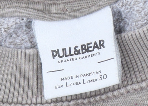 Mens UK Size L Pull & Bear Brown Pullover Sweatshirt