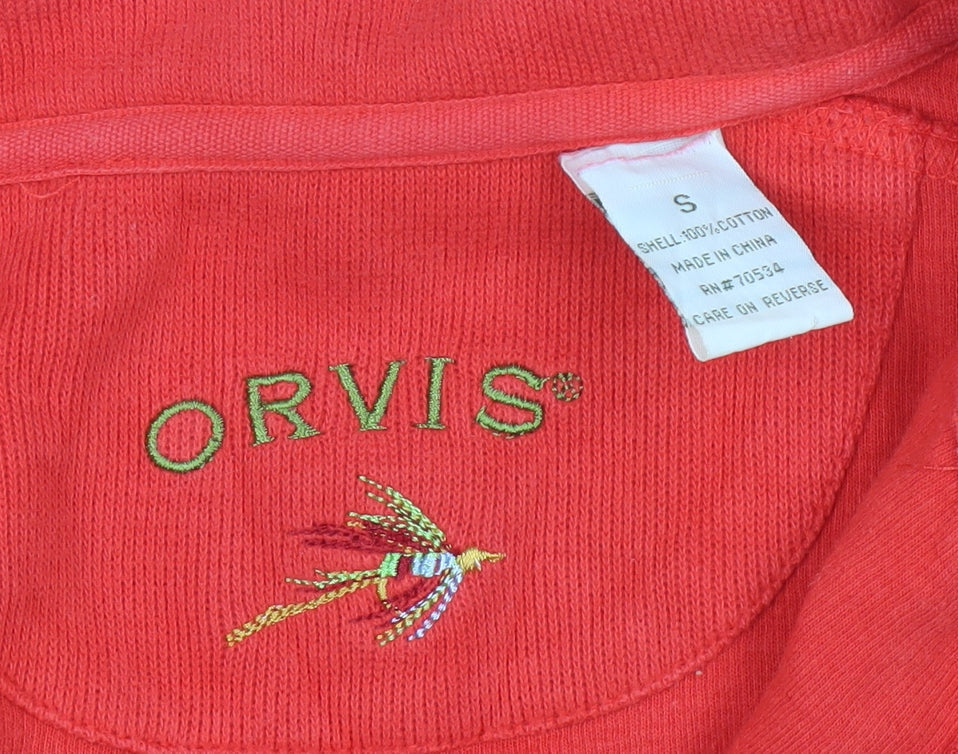 Mens UK Size S Orvis Red 1/4 Zip Sweatshirt