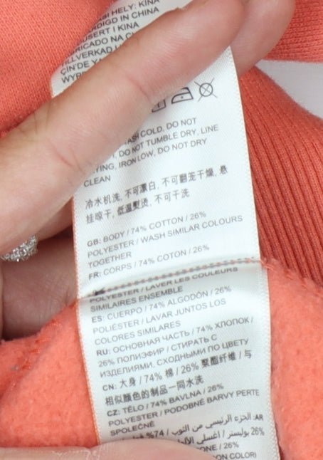 SuperDry Women's Orange Logo Pullover Hoodie Size 8