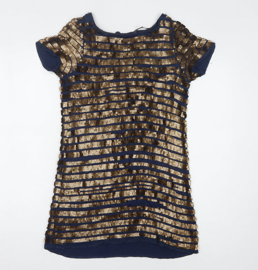 Additional front view of French Connection Women's Short Striped Sequin Dress, size 8