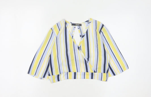 Quiz Women's Multicoloured Striped Wrap Blouse Size 6