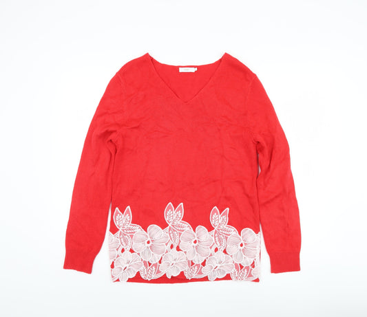 Womens UK Size 10 Cotton Traders Red Pullover Jumper